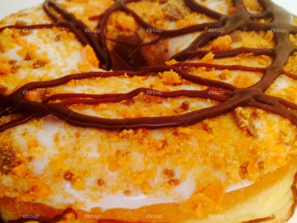 Up close butterfinger donut