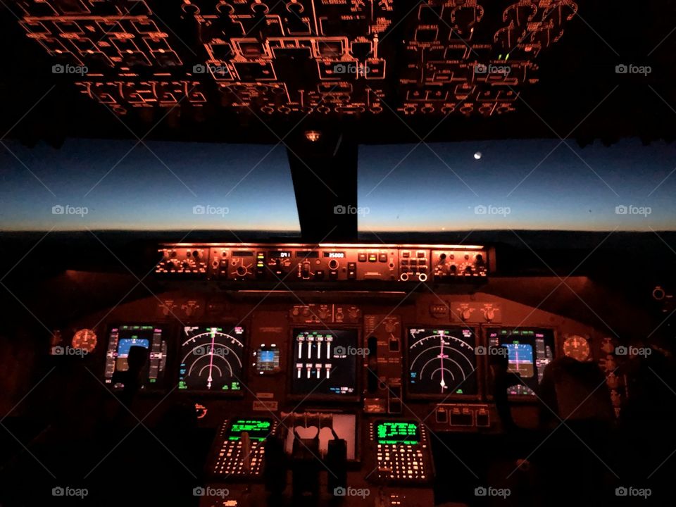 Night flight over canada Boeing 747
