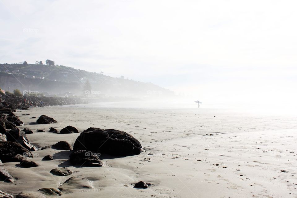 Foggy morning at beach