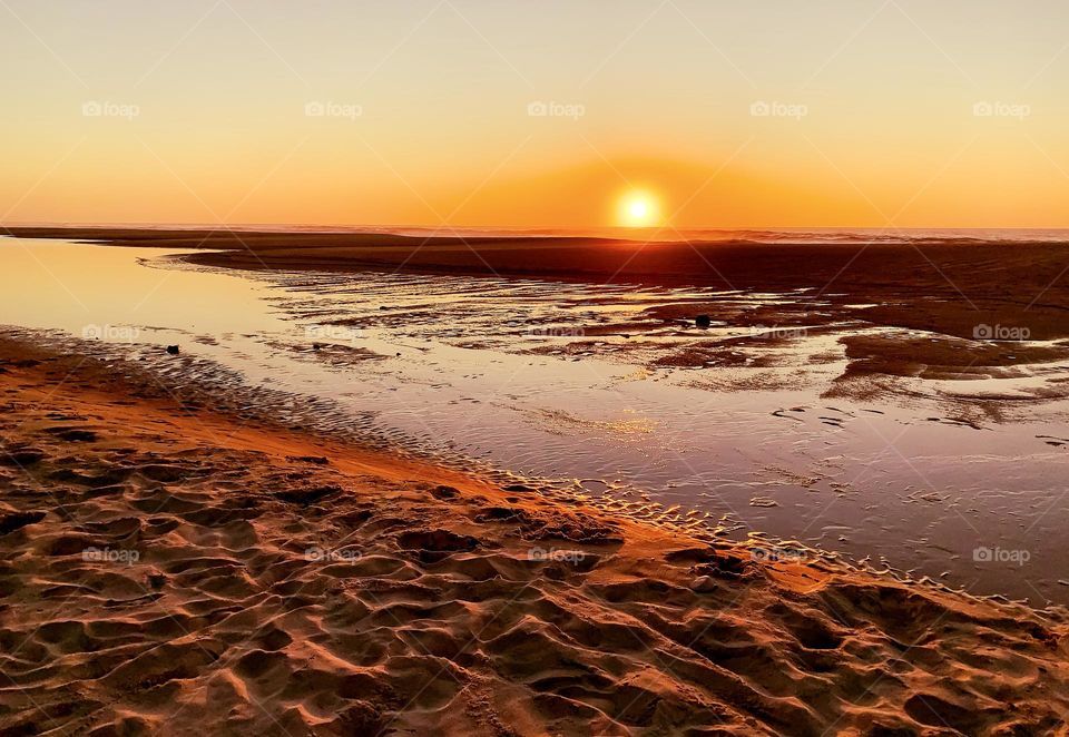 Sunset over the Atlantic Ocean on the west coast of Portugal