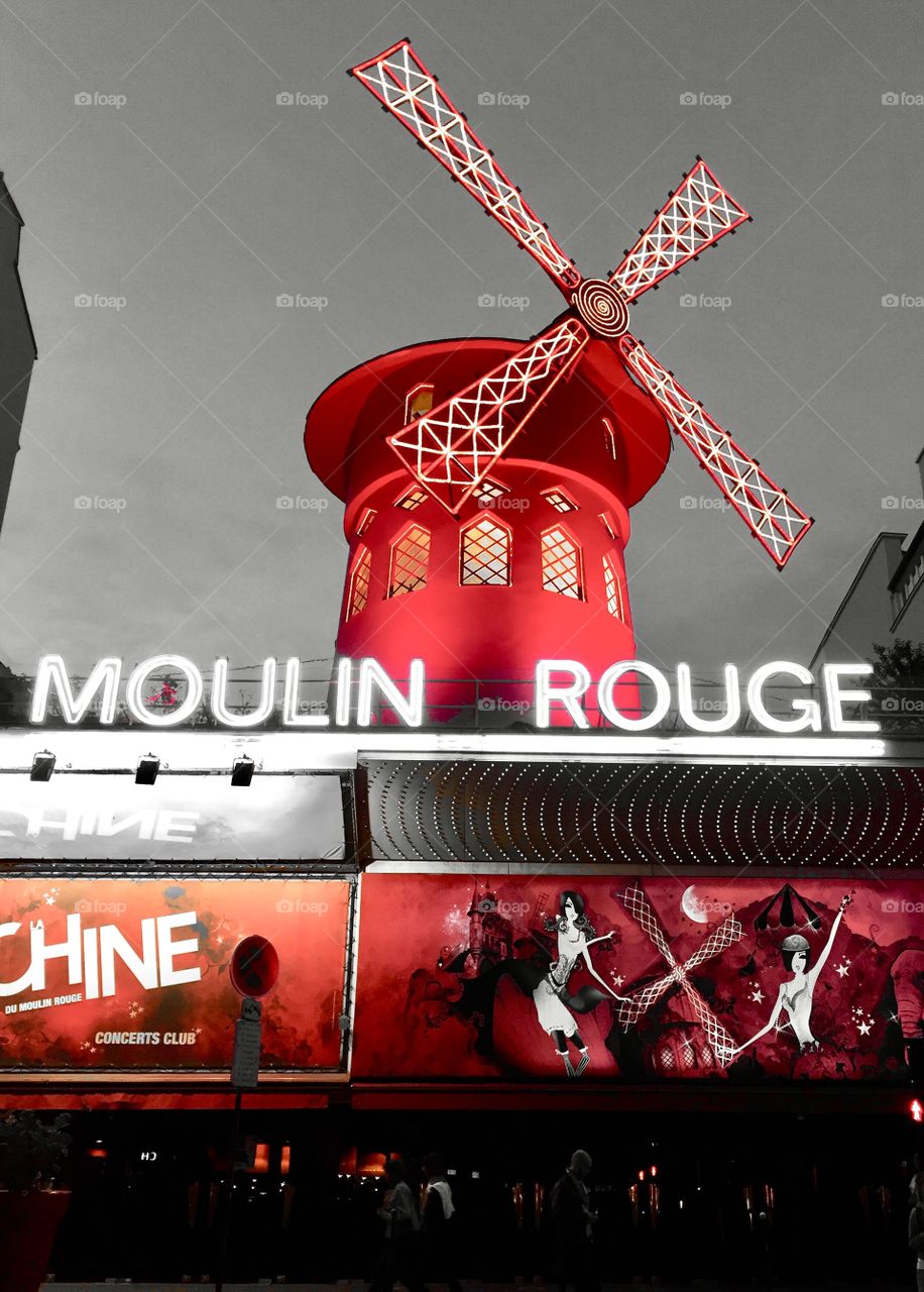 Moulin Rouge, Paris, sights, night life, red, travel, lights, mill, city tour, at night