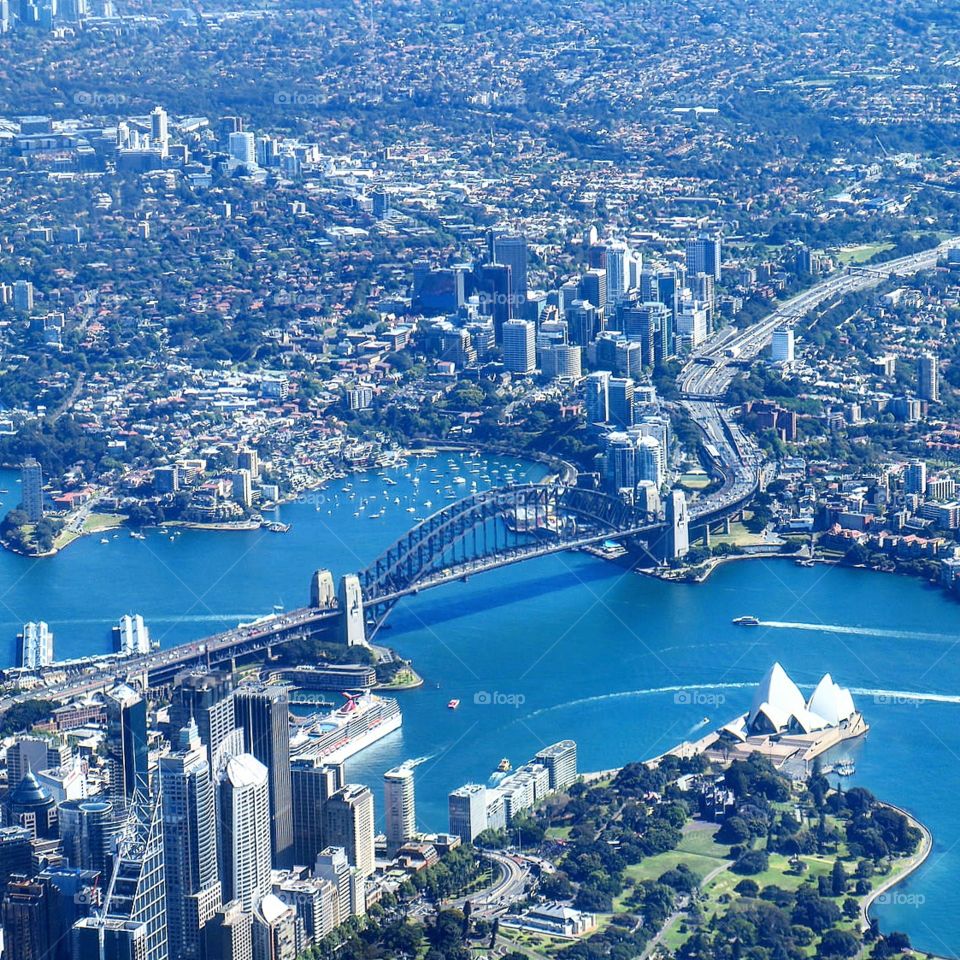Flying over Sydney