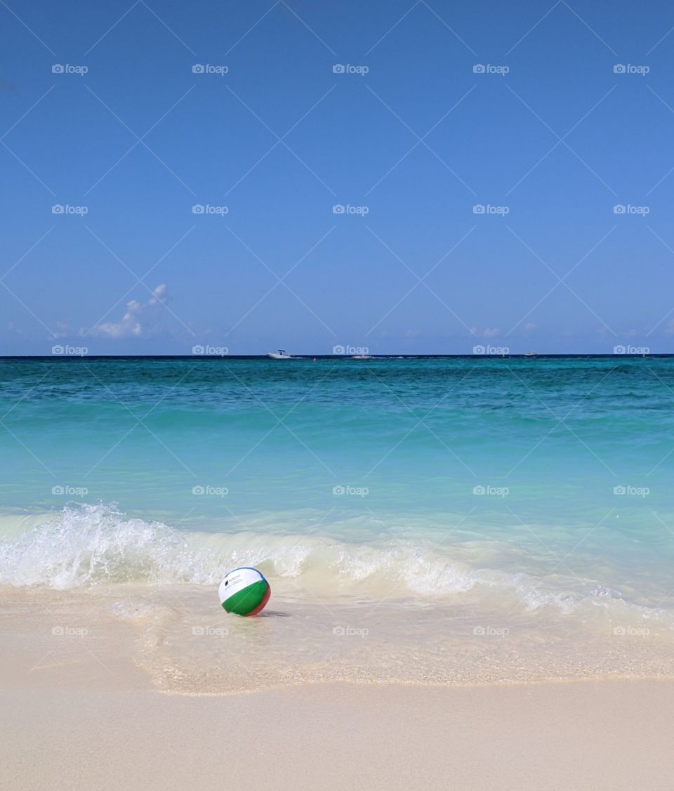 beach ball in the surf, Grand Cayman