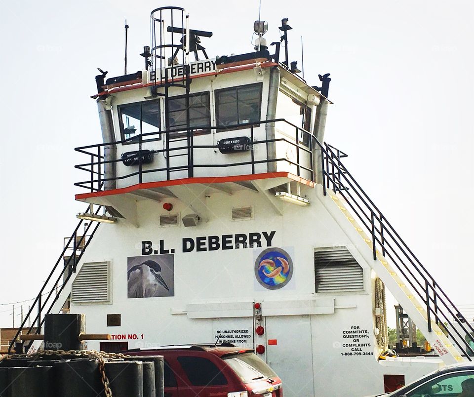 B . L. Deberry vehicle ferry in Port Aransas, Texas. 