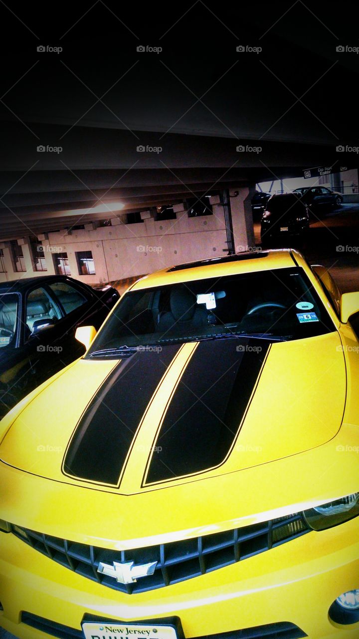 Front Challenger. this is a Dodge Challenger in s parking garage in New Brunswick, NJ