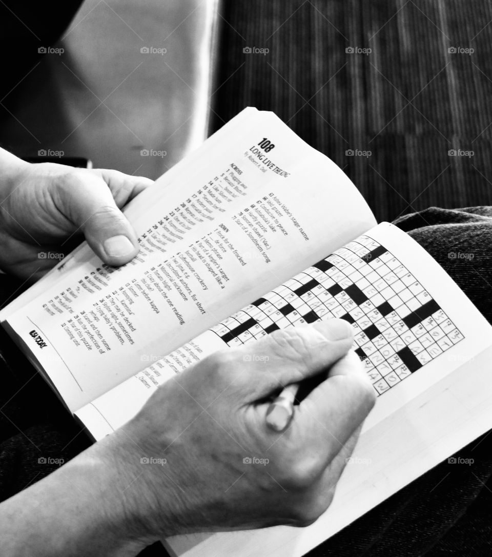 Working a crossword puzzle 