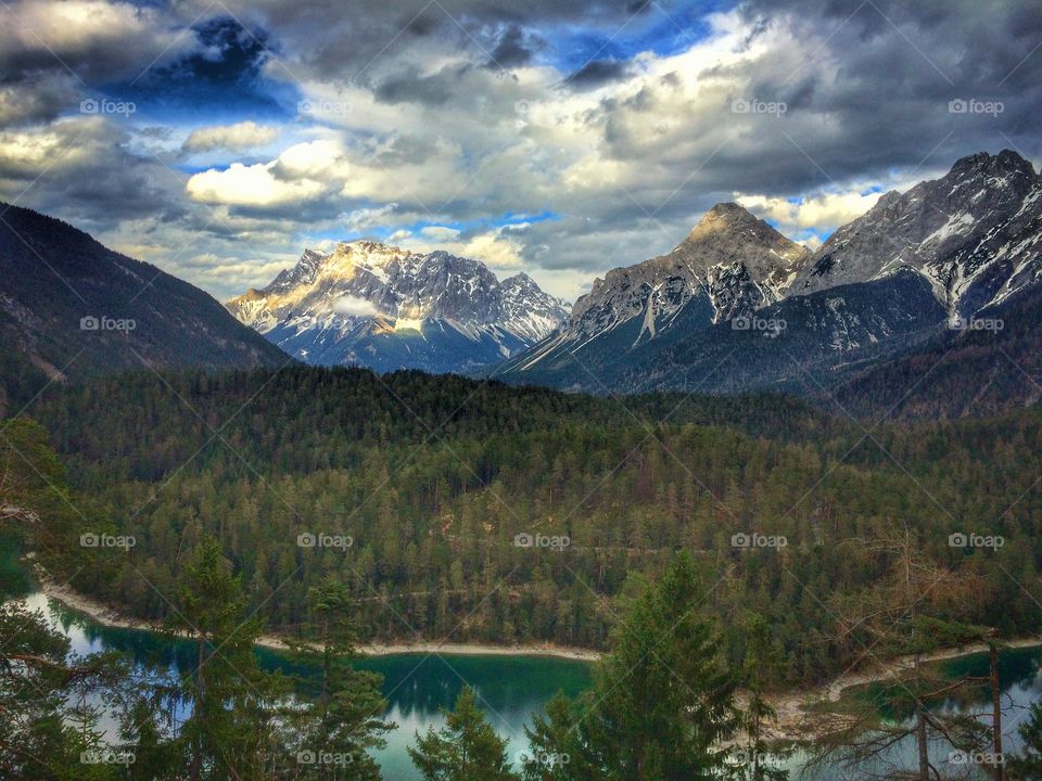 Mountain, No Person, Snow, Lake, Travel