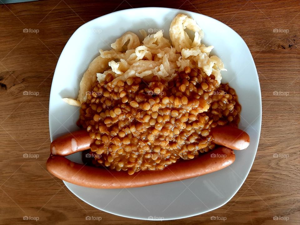 Linsen mit Spätzle