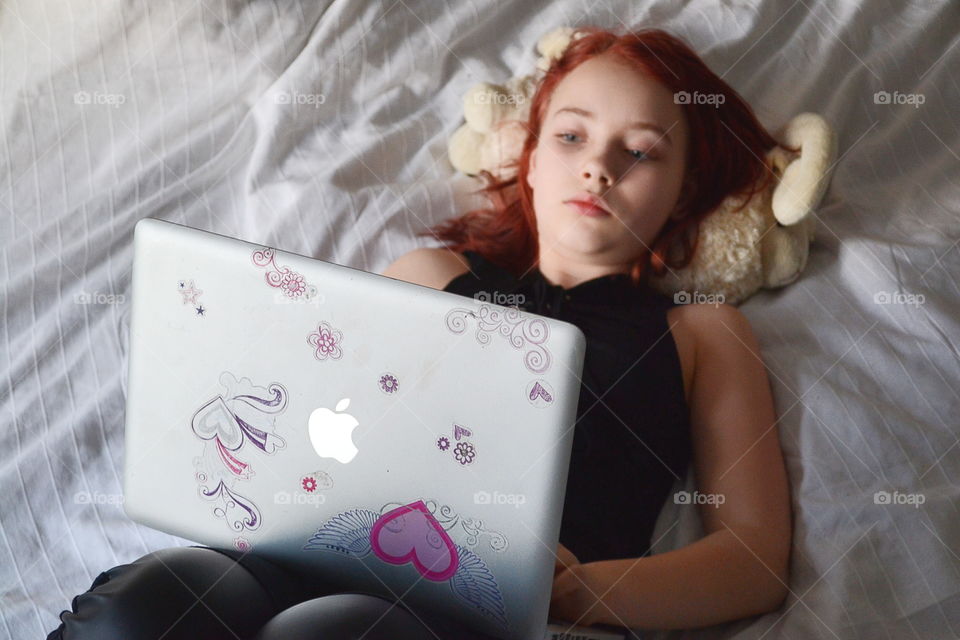 Girl using a laptop