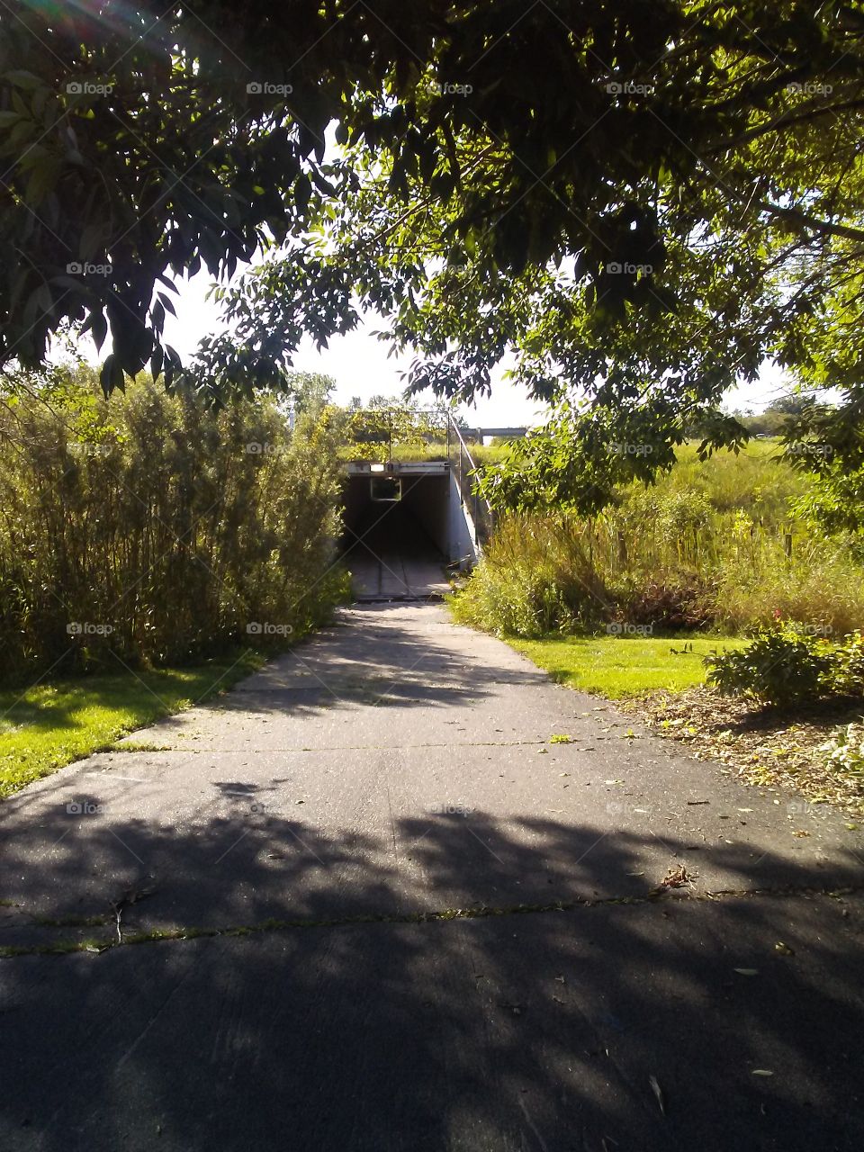 The Old Plank Road Trail tunnel ahead going under I-43 in. Sheboygan, Wisconsin.