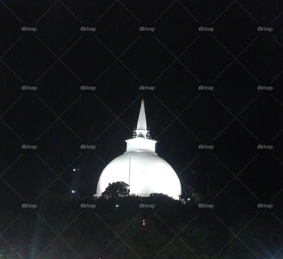Buddhist temple at night