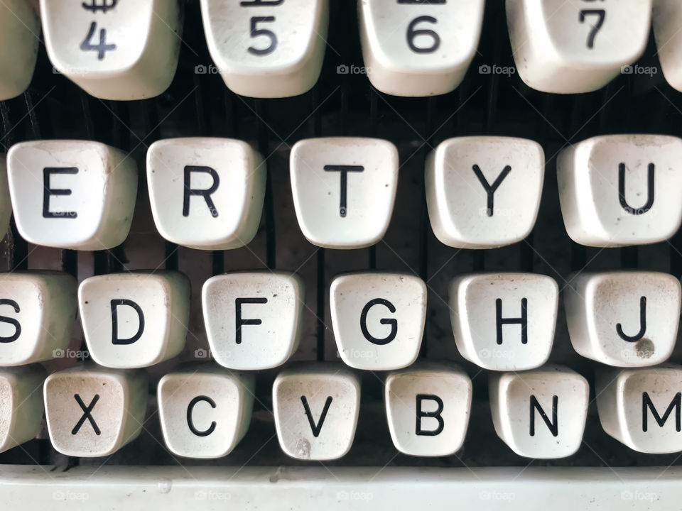 Detail letters on an Old typewriter