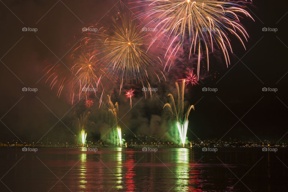 Fireworks in Florianopolis Santa Catarina Brazil.