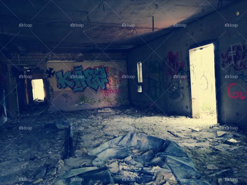 destroyed military bunker