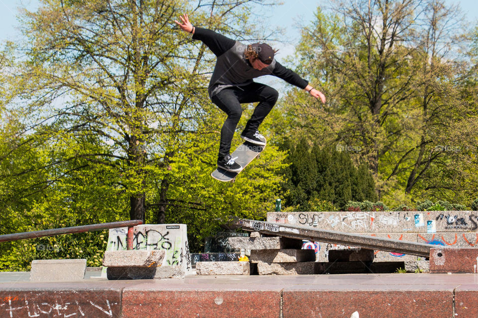 Skateboarder doing tricks