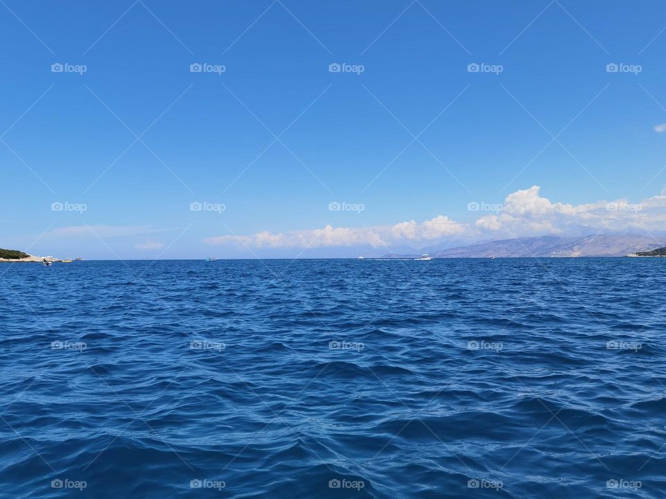 Blue horizons. Blue view. Summer sea view