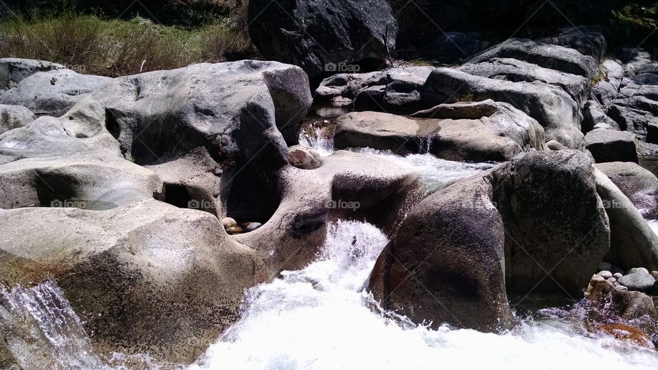 creek. California drought exposes beautiful rock formations