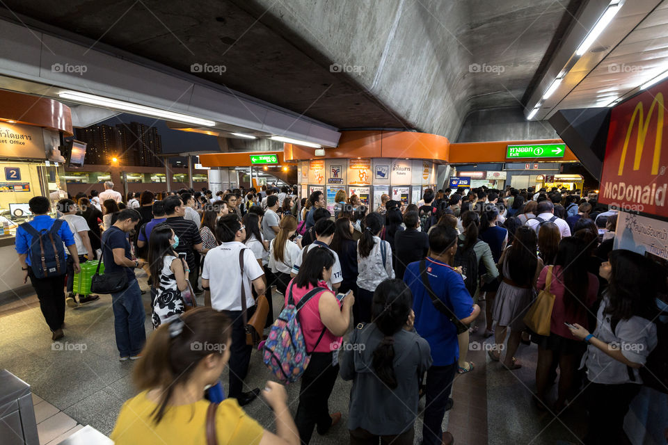 People at BTS public train station 