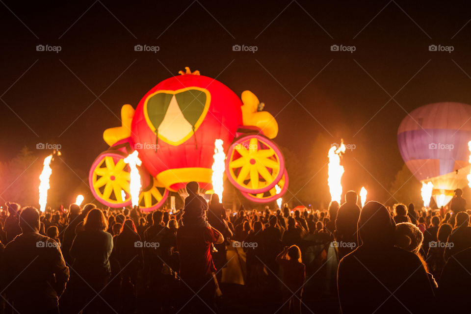 Balloons Over Waitako festival at night. Hamilton, New Zealand, 2016. 