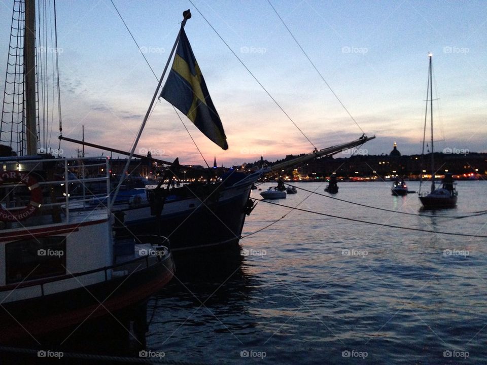 Stockholm by boat on a summer's night