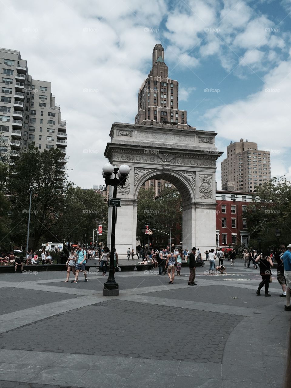 NYC fountain. Touring NYC in the Spring