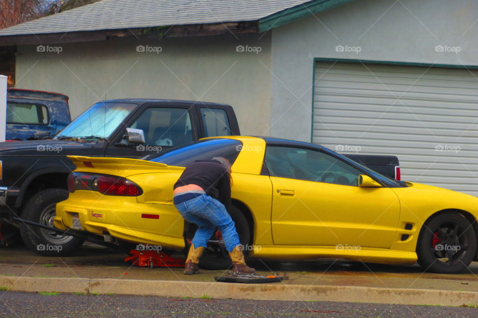 Man changing tire