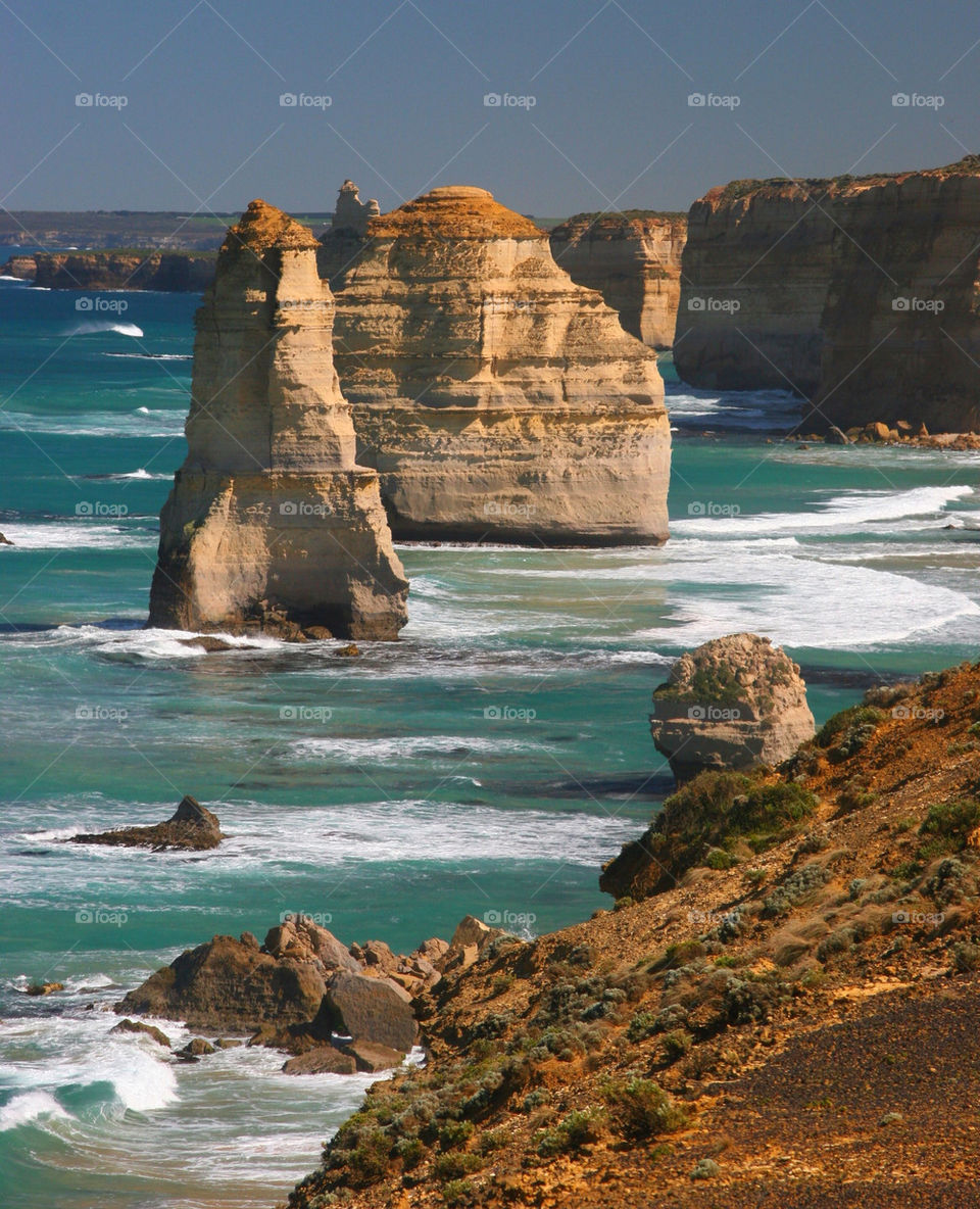 View of rock formation on beach