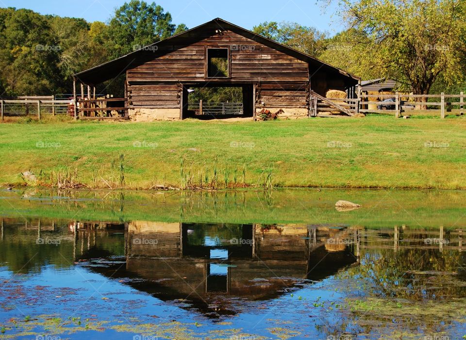 Barn with reflections 
