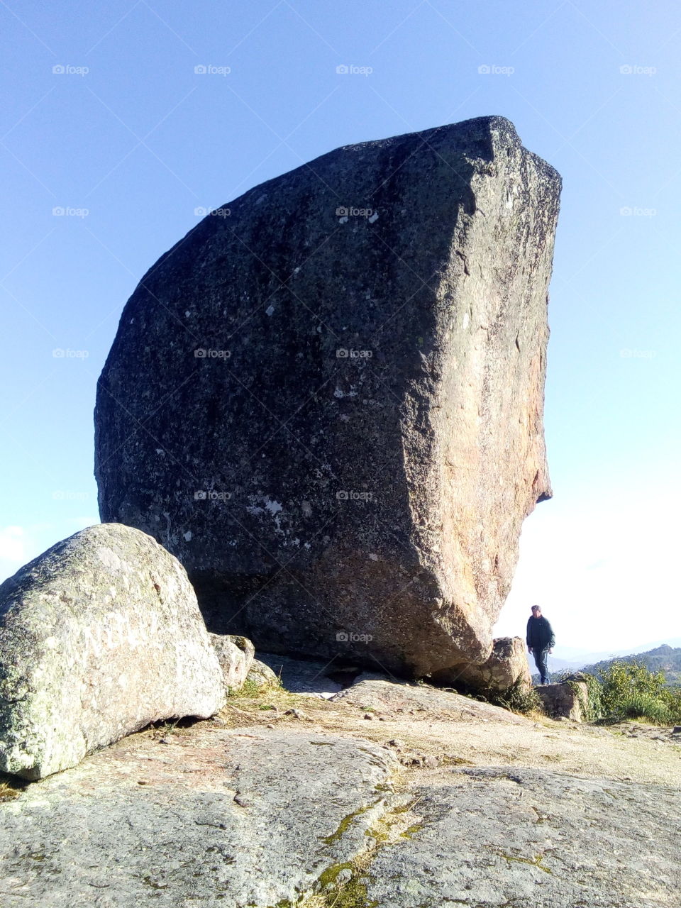 Close-up of big rock on mountain