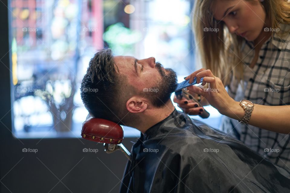 Relaxing at the Barber 's