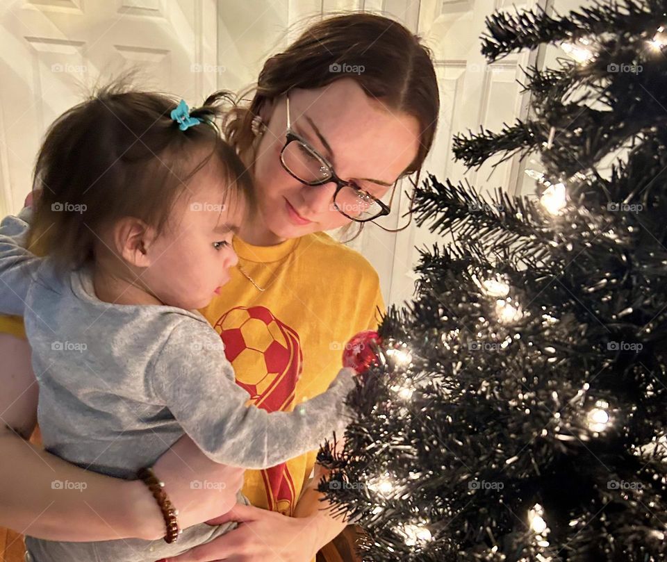 Decorating the Christmas tree