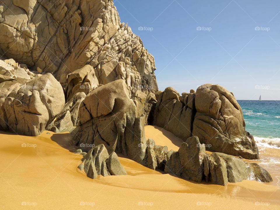 Rocks on the shore at Divorce Beach, Cabo San Lucas, Mexico