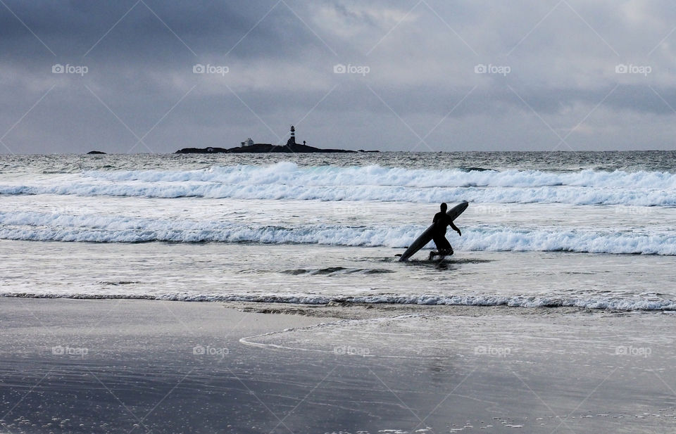 Surfer in the waves. 