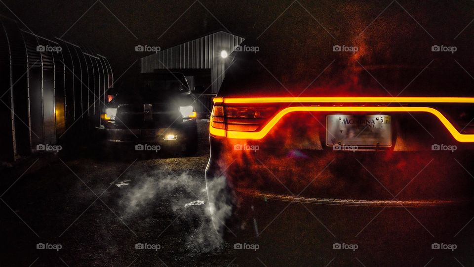 Brake light aesthetically casting steam.