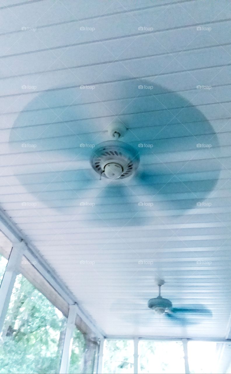 ceiling fans on porch keeping me cool