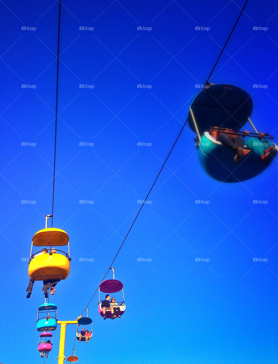 Sky tram people mover at a California amusement park