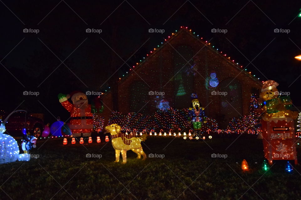 Beautiful Christmas lights and decorations .  Texas, USA