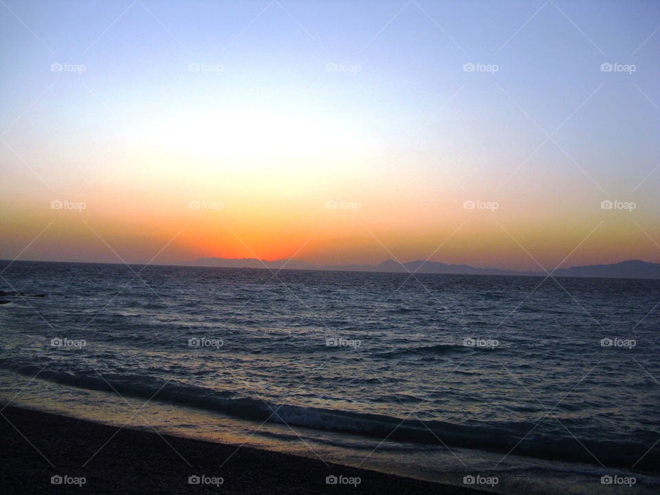 sunset sea greece by litlit