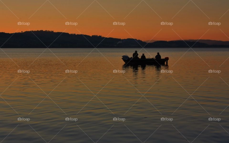 Fishing at sunset