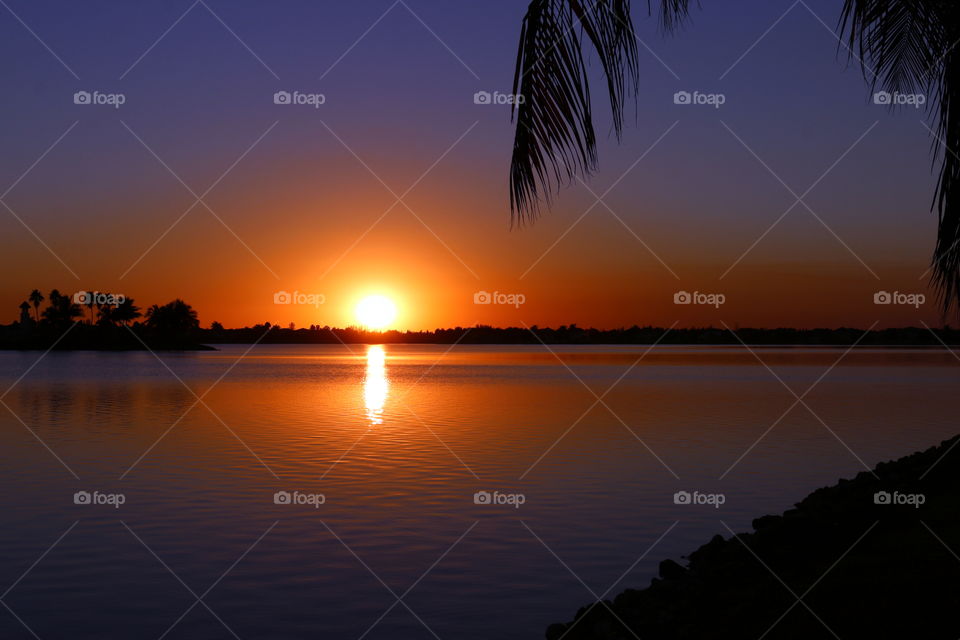 Sunset view of lake