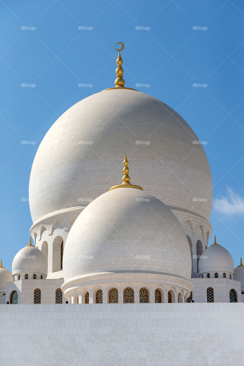 Domes of Sheikh Zayed Grand mosque in Abu Dhabi