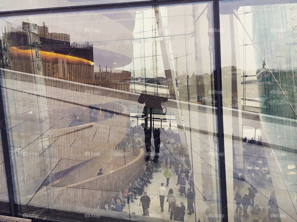 Window reflection in Oslo's opera house  