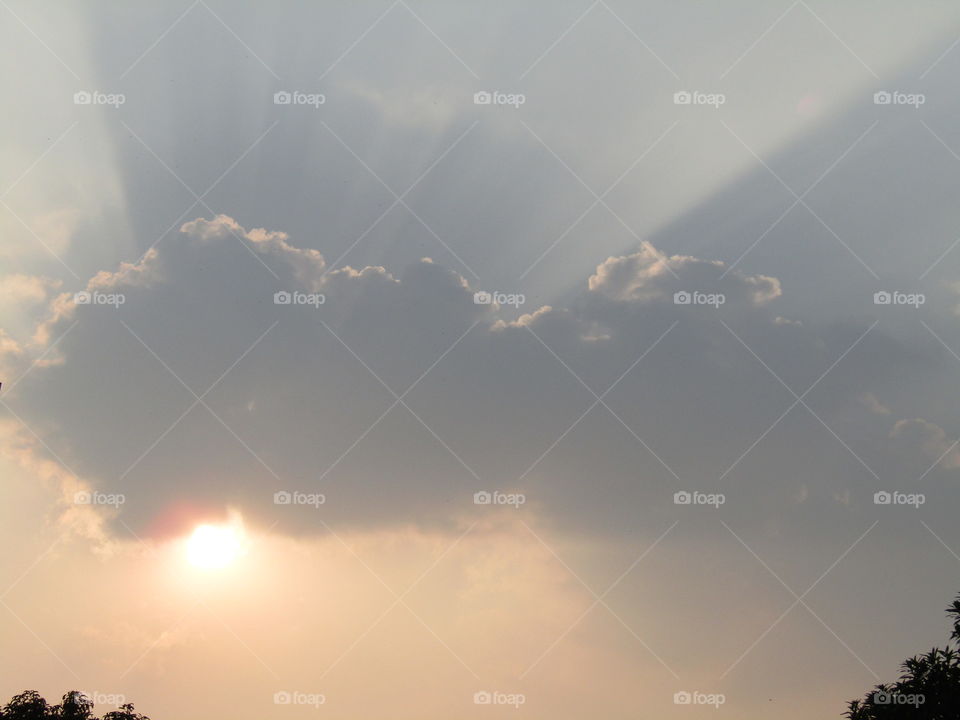 Beautiful sunlight through cloud and sky