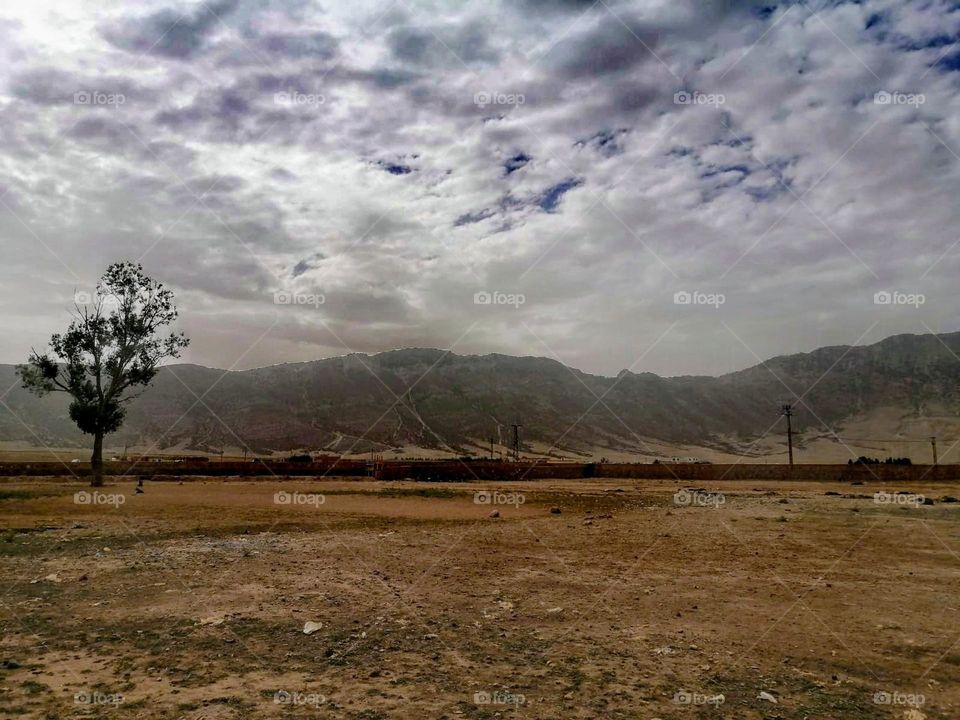 View of mountain in a village