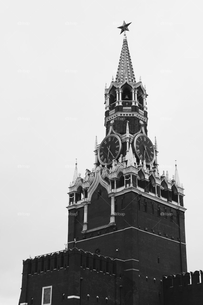 photo of Kremlin from my old trip to Moscow, black and white huge building