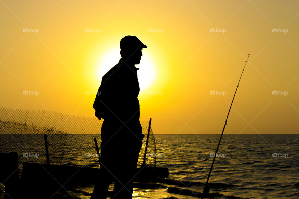 Sunset, Fisherman, Dawn, Beach, Water