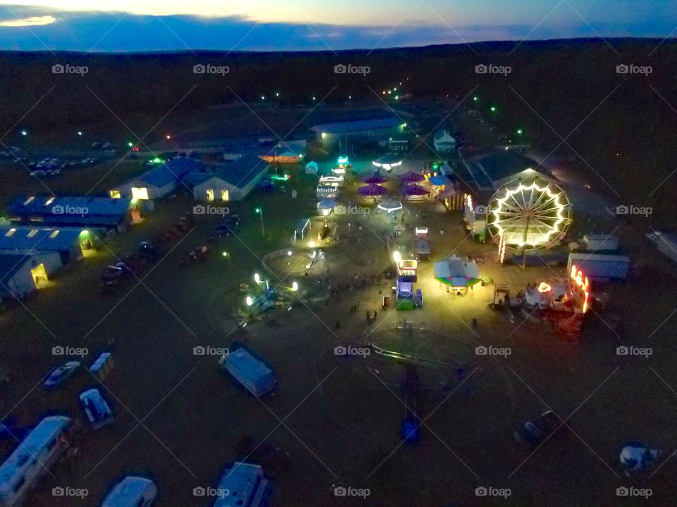 Opening Night Montmorency County 4 H Fair 7/24/2018.  Night View from 150ft above 4K pic.  Enhanced for vibrancy.