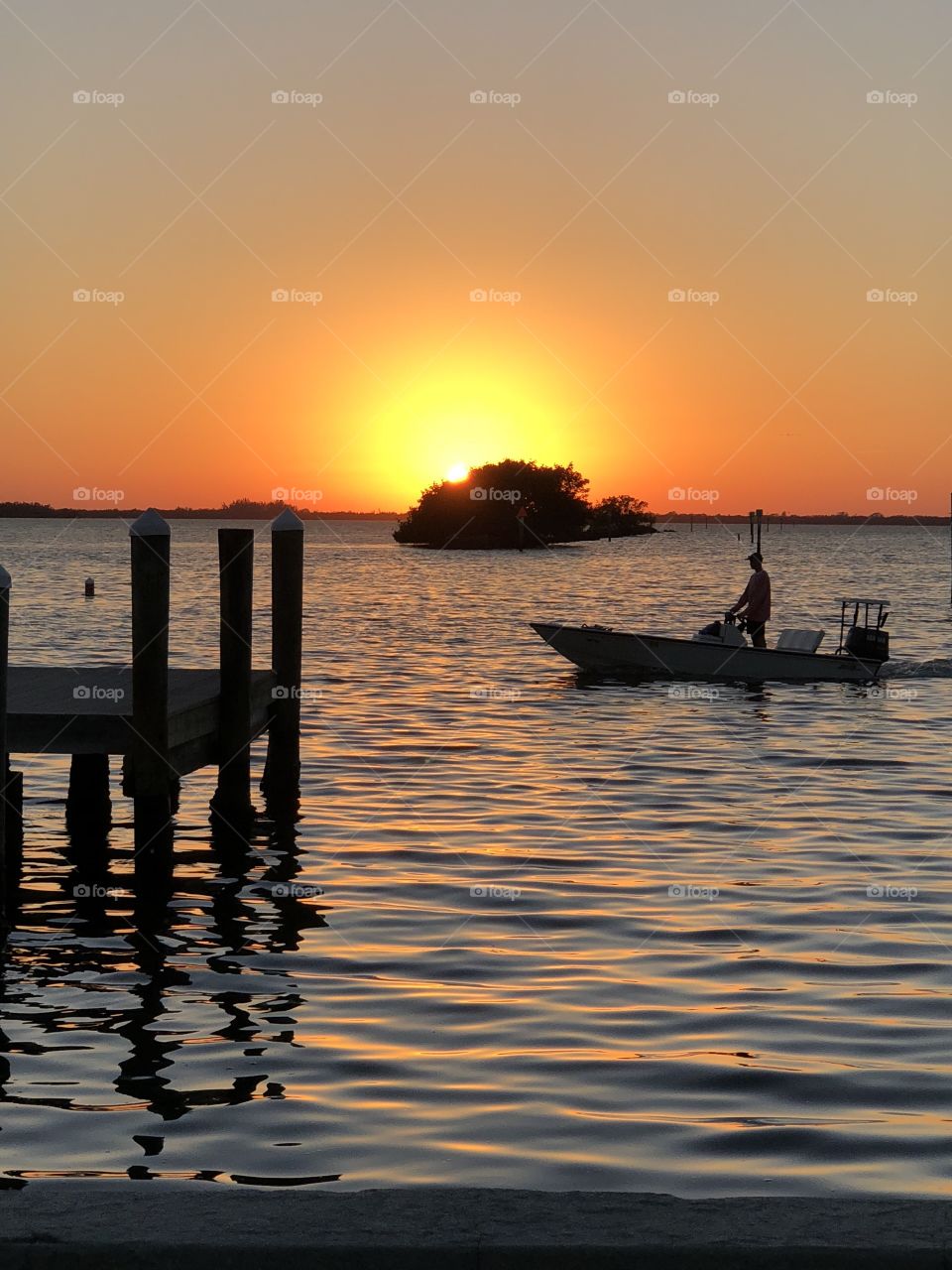 Fishing in the Gulf at sunset 