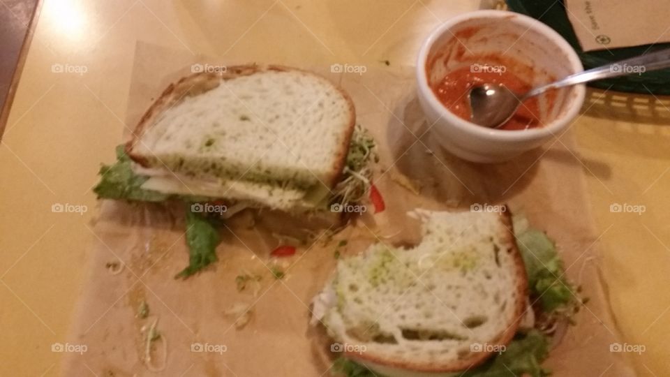 food sandwiche and soup