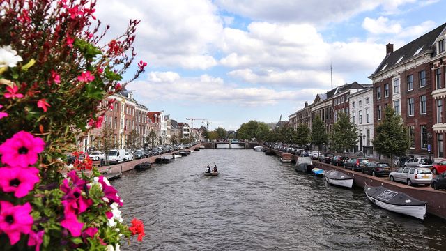 Amsterdam canal on a sunny spring day